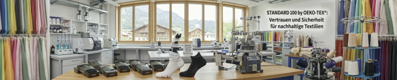 OEKO-TEX®-label op NeuroFeeling Premium Functiesokken, dat aangeeft dat de textielmaterialen zijn getest op schadelijke stoffen en bijdraagt aan meer zekerheid bij de keuze van comfortabele sokken.