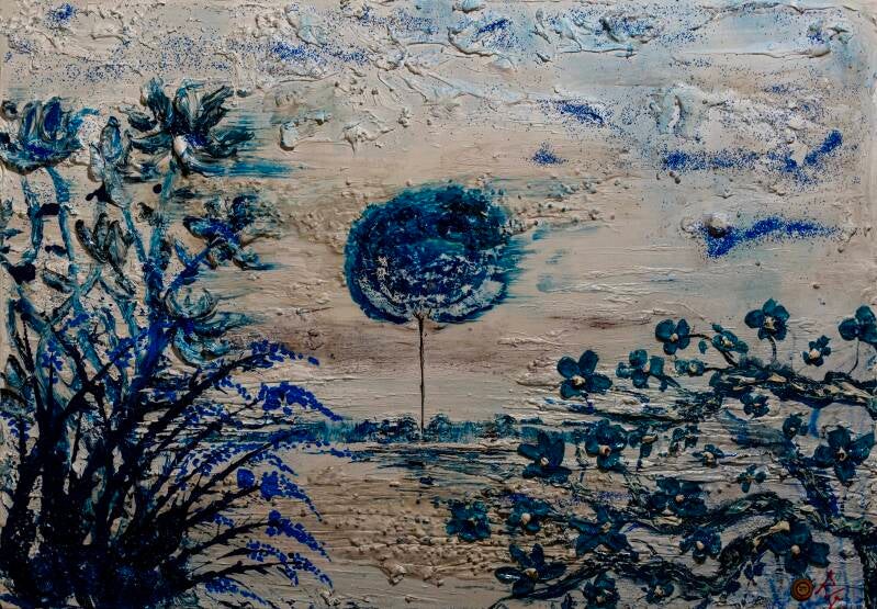 VENTO BLU.  100X70 TECNICA MISTA 