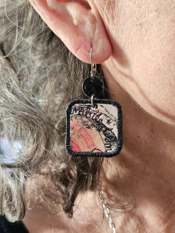 Boucles d'oreilles textiles "Haïku" 1