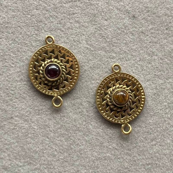 Connecteur Laiton doré avec pierre