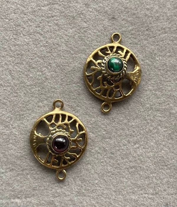 Connecteur "Arbre de vie" laiton doré avec pierre