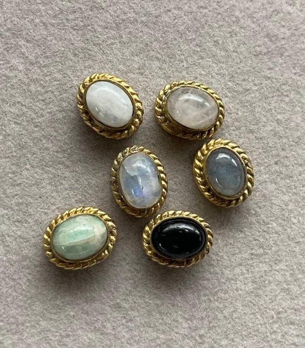 Pierre sertie "Ovale" laiton dorée 11mm