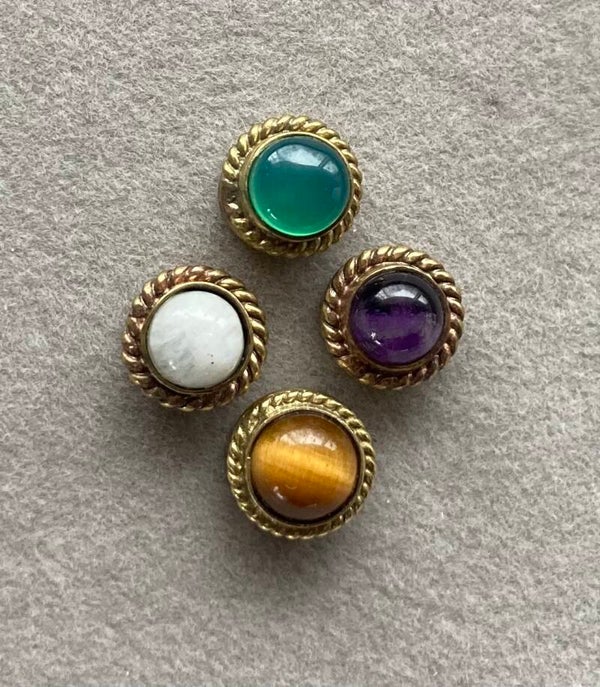 Pierre sertie laiton doré ronde 11mm