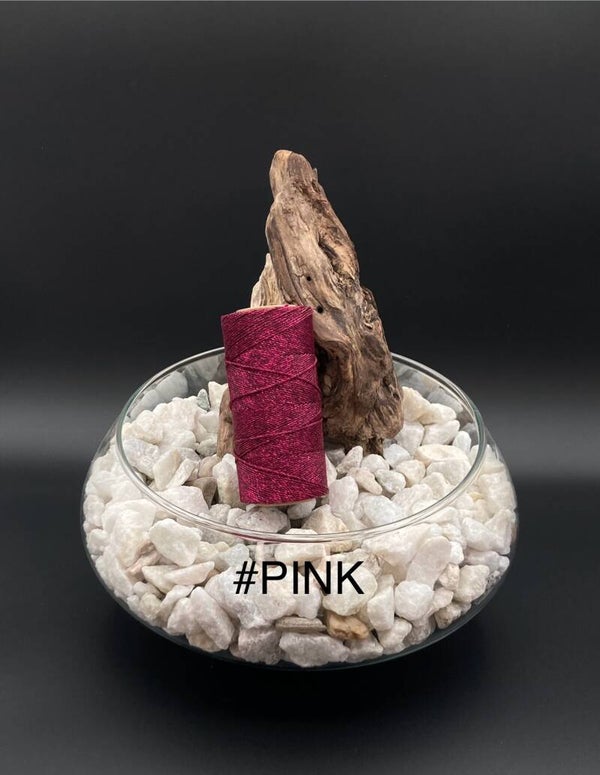#PINK" Fil ciré 1mm "Rose pailleté"