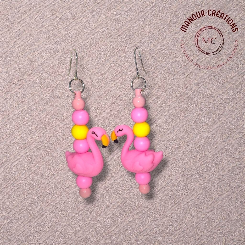 Boucles d'oreilles flamant rose
