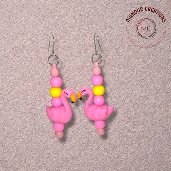 Boucles d'oreilles flamant rose