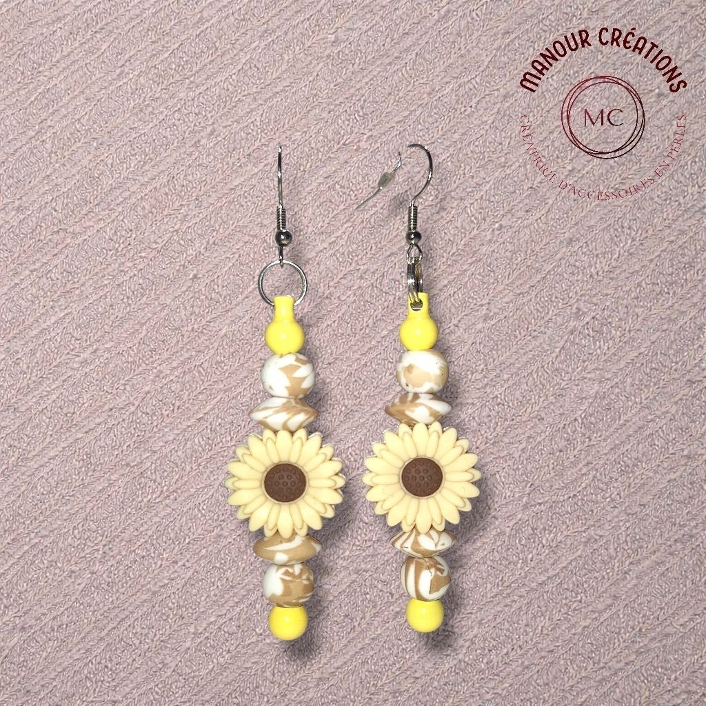 Boucles d'oreilles marguerite