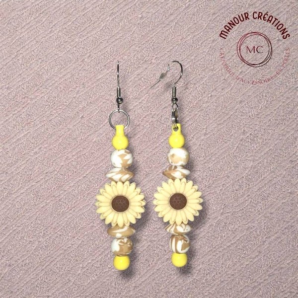 Boucles d'oreilles marguerite