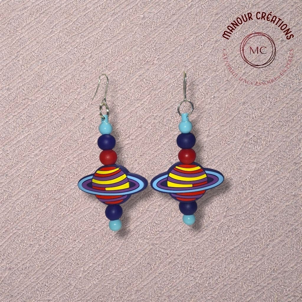 Boucles d'oreilles planète
