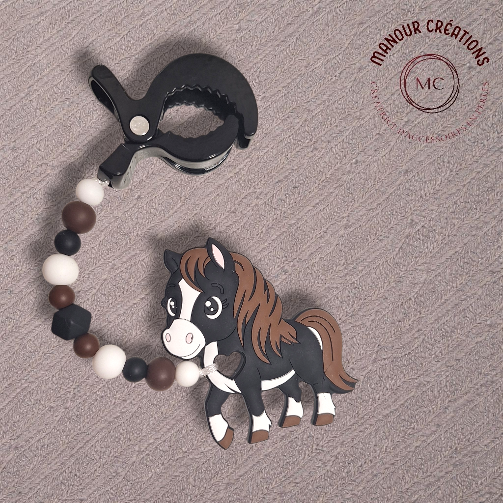 Pince poussette cheval