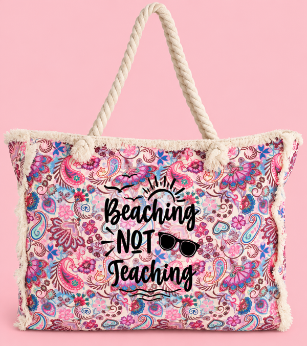Strandtas Roze - Beaching not teaching