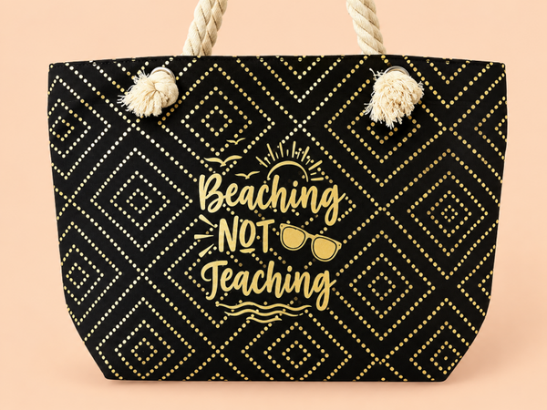 Strandtas Zwart - Beaching not teaching