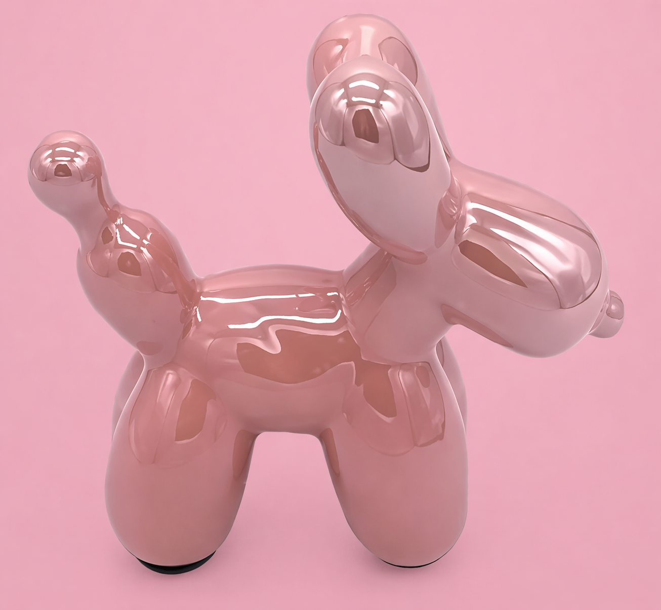 Keramieken Beeldje - Ballonnenhond 14x16cm - Roze