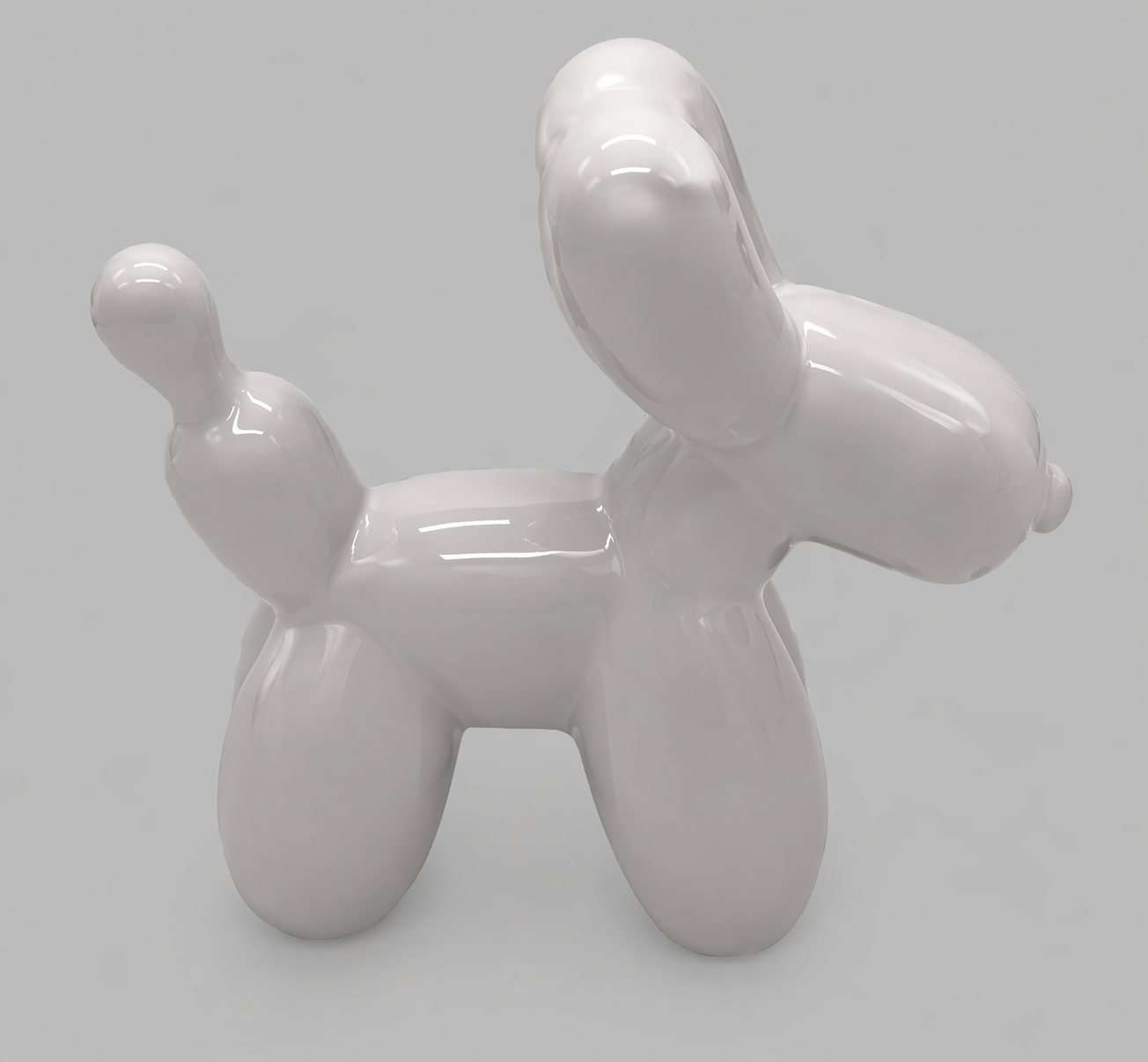 Keramieken Beeldje - Ballonnenhond 14x16cm - Wit