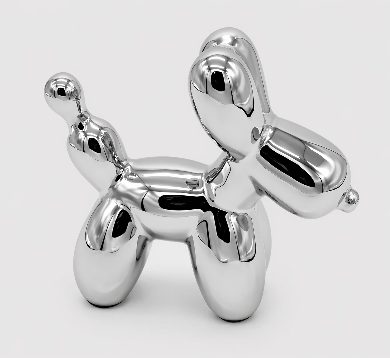 Keramieken Beeldje - Ballonnenhond 14x16cm - Zilver