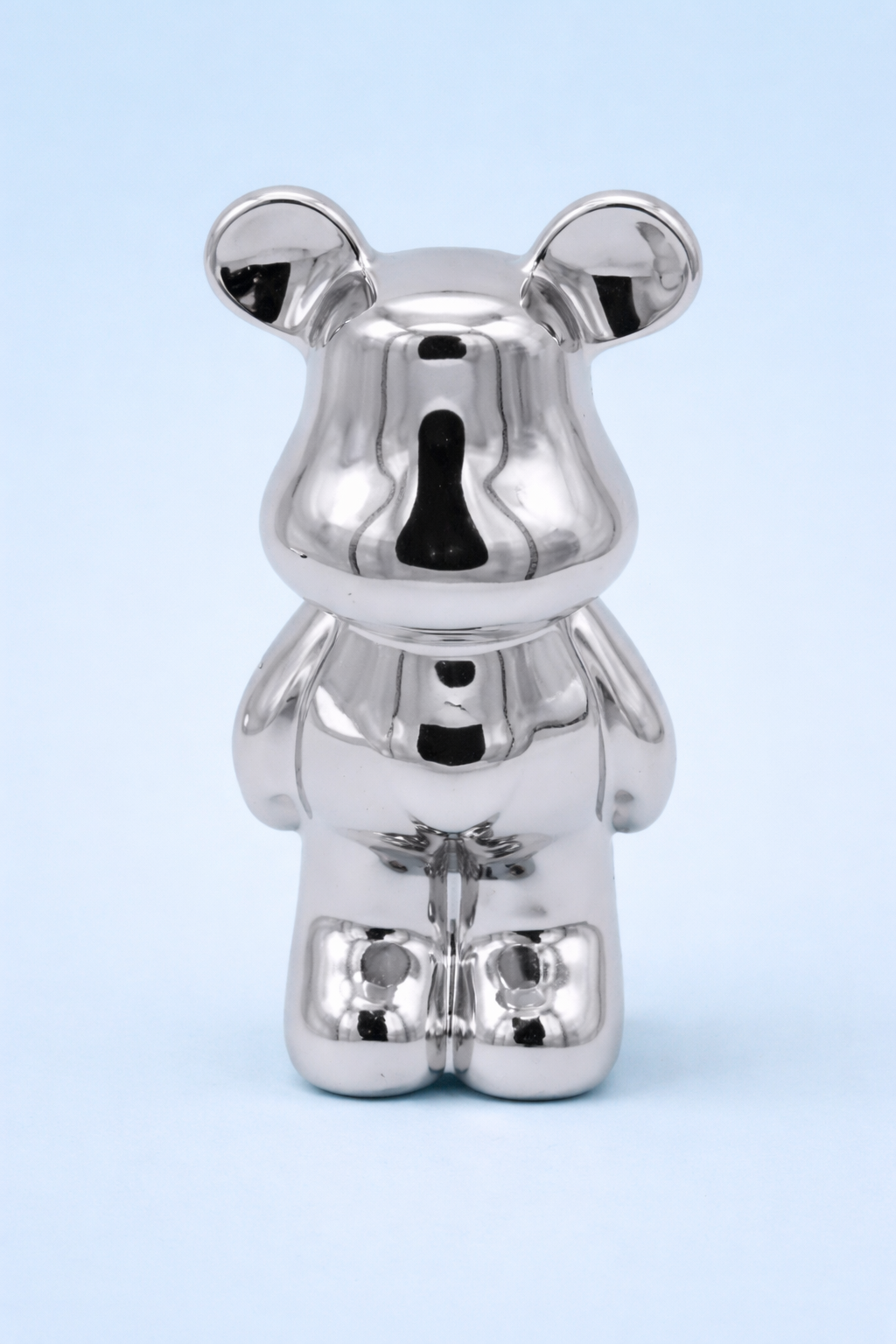 Keramieken Beeldje - Beer 18 cm - Zilver