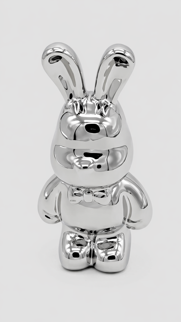 Keramieken Beeldje - Konijn 16 cm - Zilver