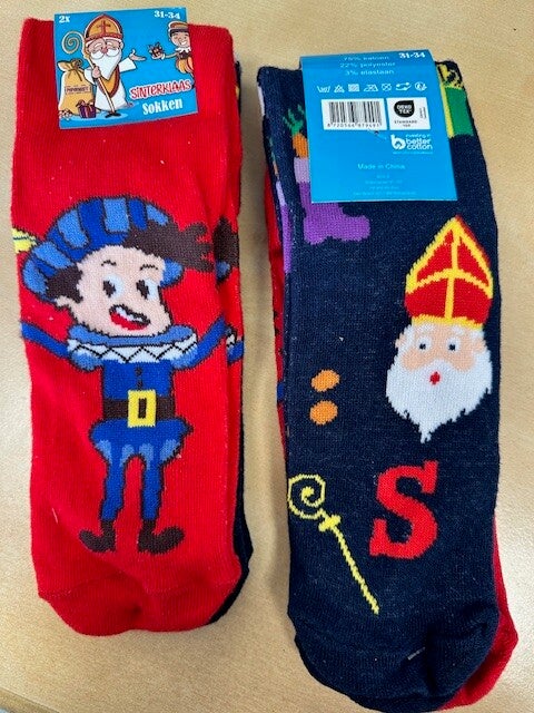 Sinterklaas Sokken - Blauw & Rood - Diverse Schoenmaten