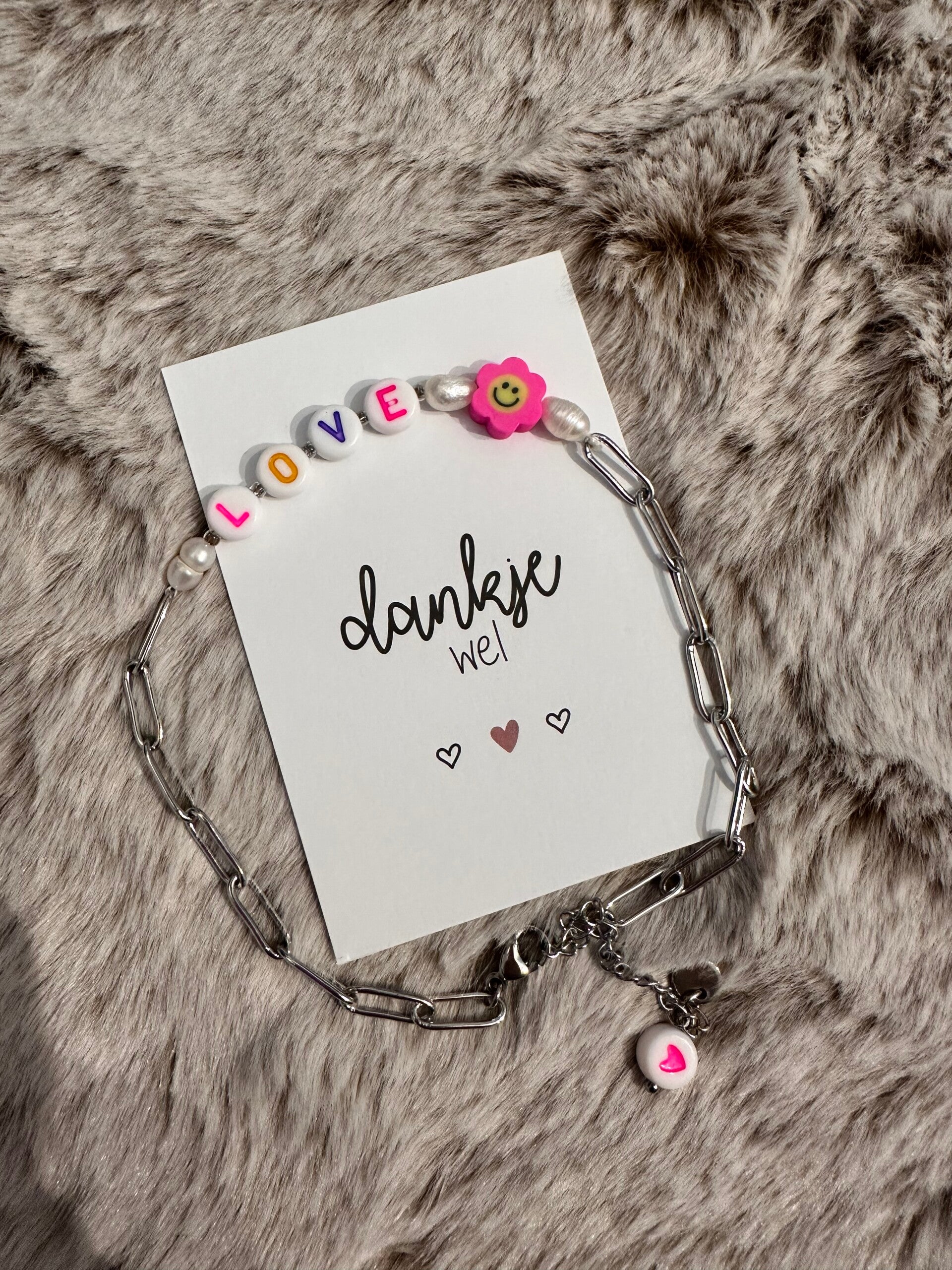 Bedankje - Dankje wel - RVS Enkelbandje LOVE
