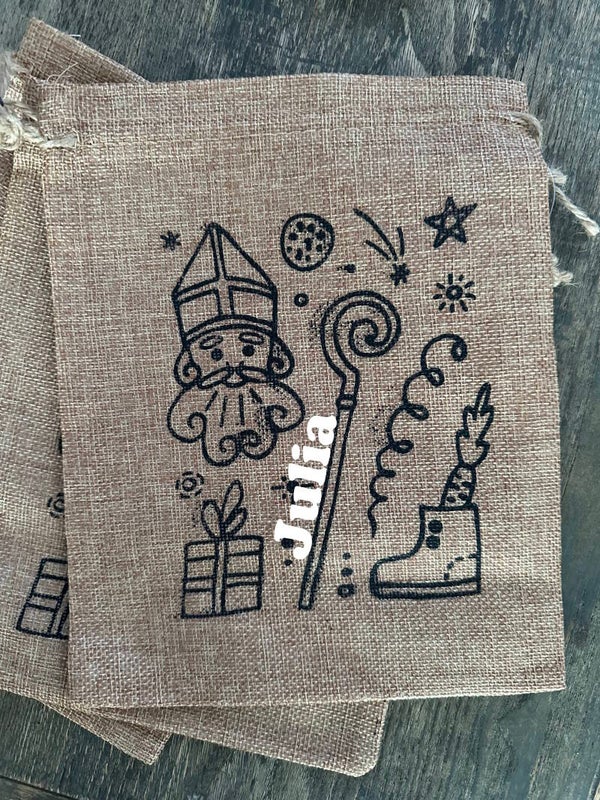 Cadeau zakje JUTE - Sinterklaas
