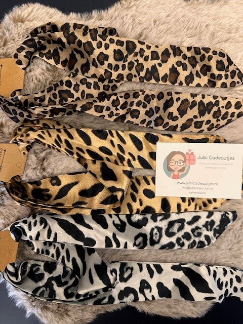 Musthaves Haarlinten Set (3 stuks) - Panterprint Grijs, Bruin & Goud