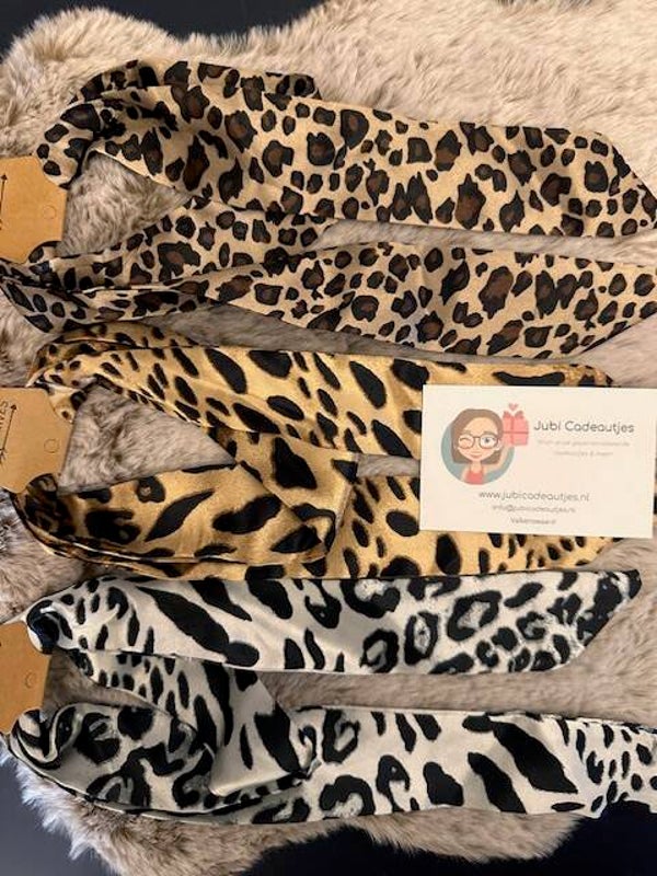 Musthaves Haarlinten Set (3 stuks) - Panterprint Grijs, Bruin & Goud