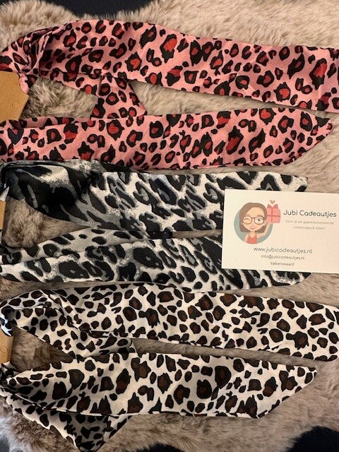 Musthaves Haarlinten Set (3 stuks) - Panterprint Roze, Grijs & Wit