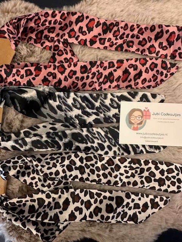 Musthaves Haarlinten Set (3 stuks) - Panterprint Roze, Grijs & Wit