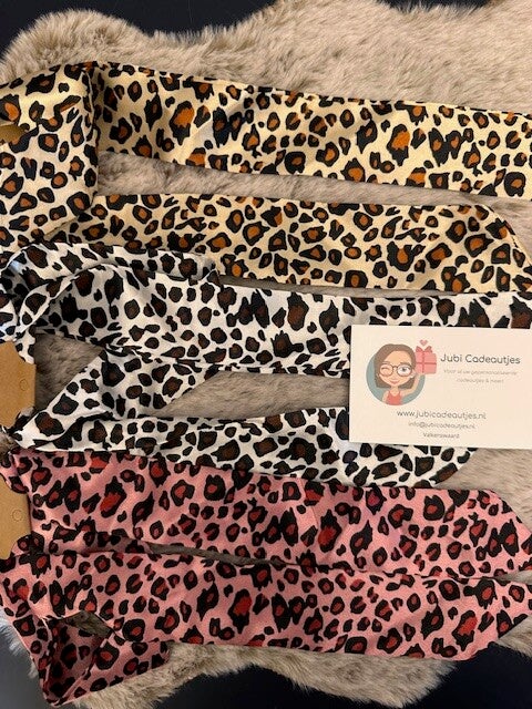 Musthaves Haarlinten Set (3 stuks) - Panterprint Bruin, Wit & Roze