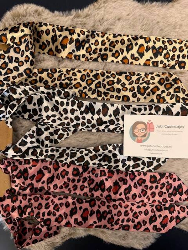 Musthaves Haarlinten Set (3 stuks) - Panterprint Bruin, Wit & Roze