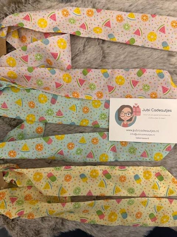 Musthaves Haarlinten Set (3 stuks) - Zomerprint Lichtroze, Mintgroen & Geel