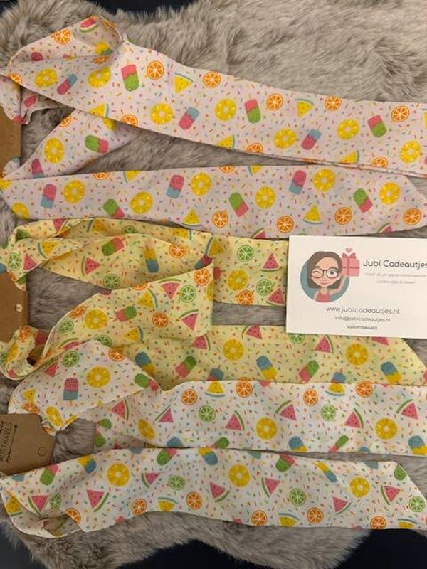 Musthaves Haarlinten Set (3 stuks) - Zomerprint Lichtroze, Geel & Wit