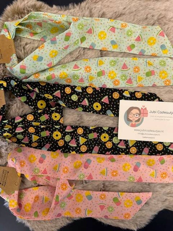 Musthaves Haarlinten Set (3 stuks) - Zomerprint Mintgroen, Zwart & Roze