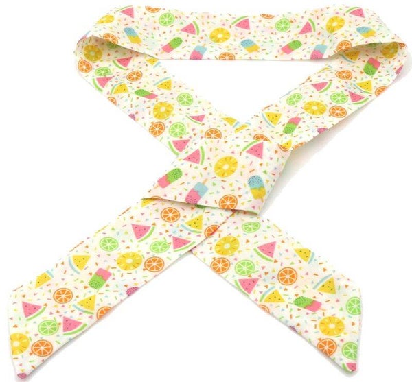 Haarlint 85x3.5cm - Zomerprint Wit