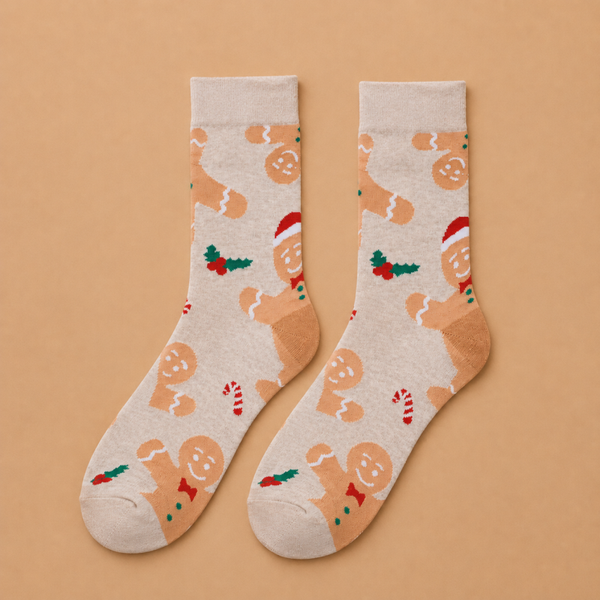 Kerstsokken  - Koekjes Beige