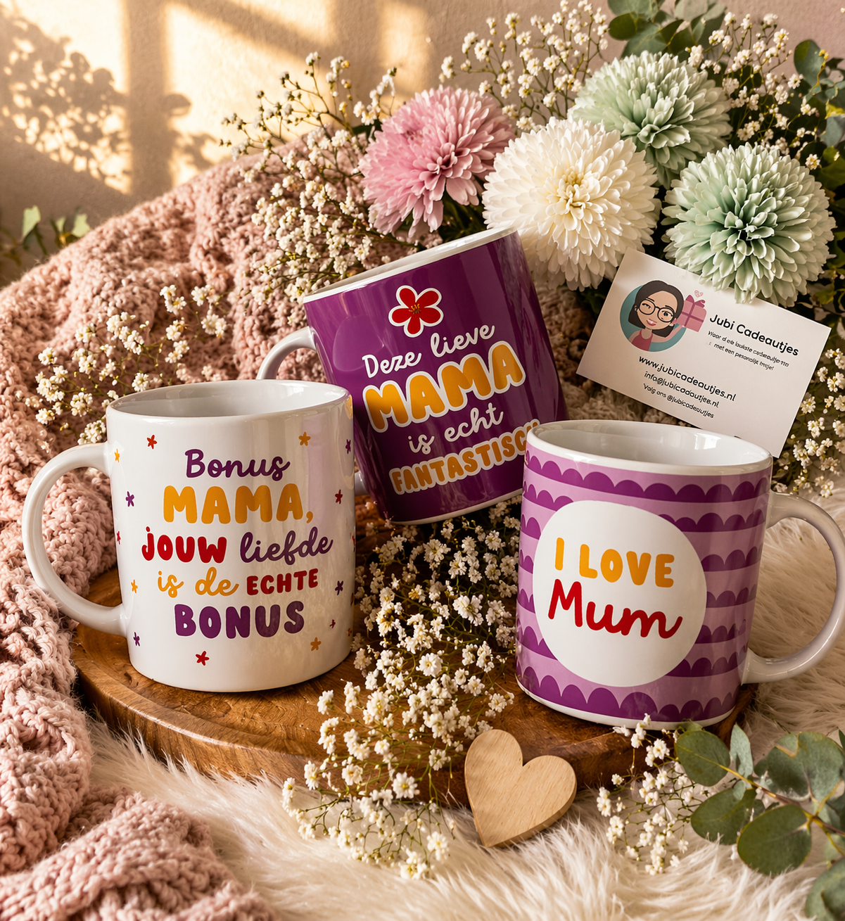 ben je nog op zoek naar een origineel en blijvend moederdag cadeautje? Denk dan aan deze leuke mokken voor de allerliefste (bonus)moeder. Kijk voor meer leuke mokken snel op www.jubicadeautjes.nl