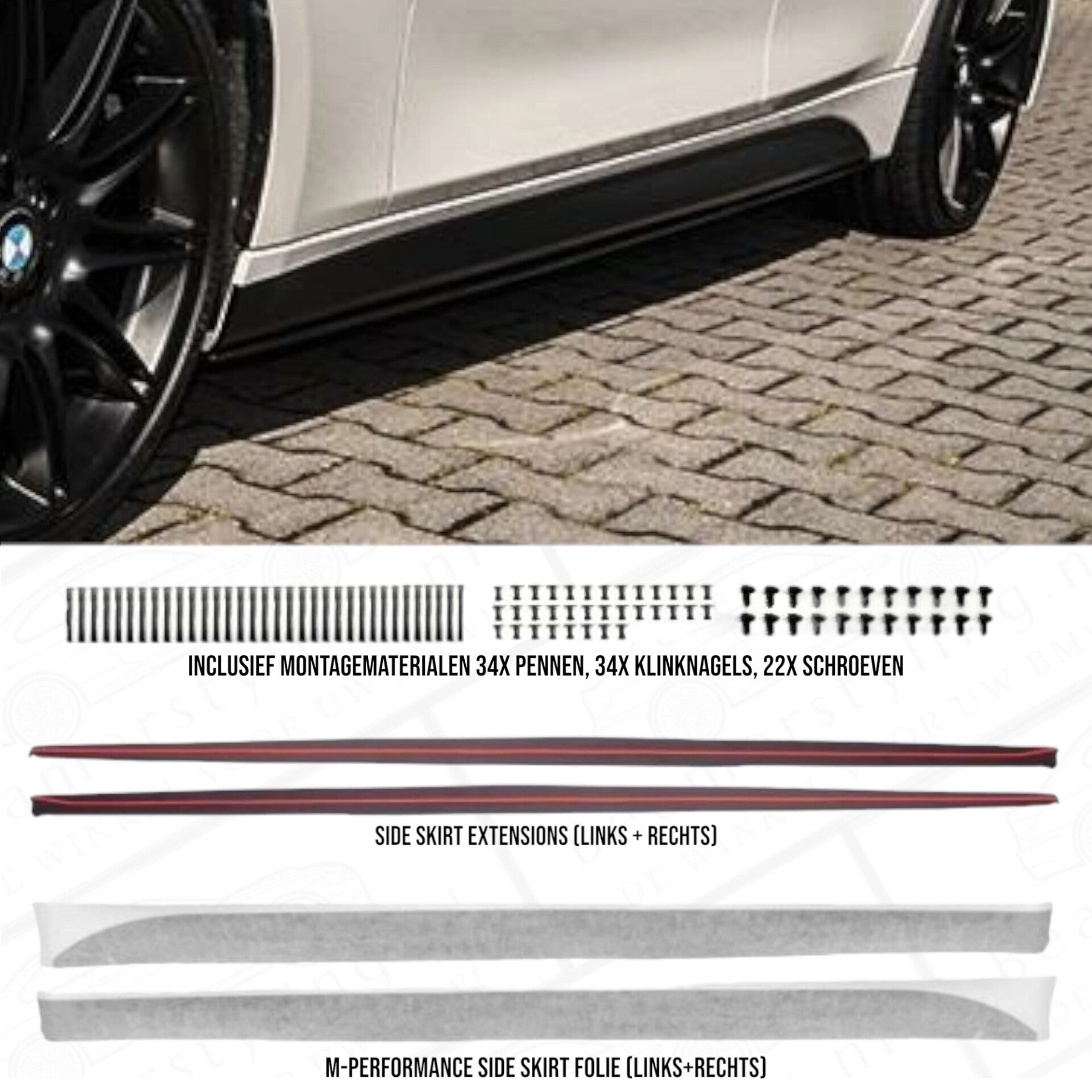 Side skirts Extensions + Folie - BMW F30 / F31 - Voor M pakket | 2011-2019