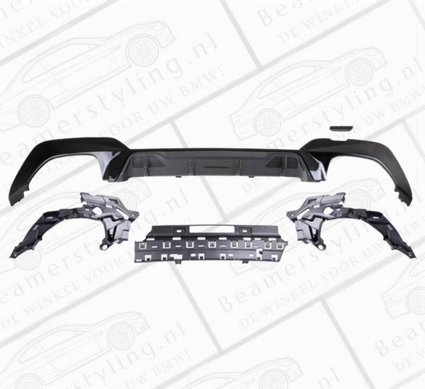Diffuser - BMW G20 / G21 - M340i - M Performance look - Hoogglans zwart / carbon | 2019-2022