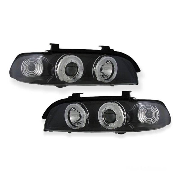 LED ANGEL EYES KOPLAMPEN ZWART H1 BMW 5 SERIE E39 1995-2000