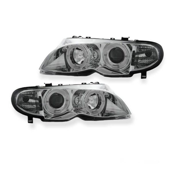Koplampen - BMW E46 Sedan / Touring - LED Angel Eyes + Knipperlichten - Chroom | 2001-2005