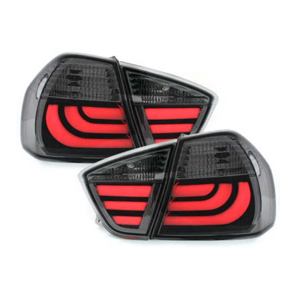ACHTERLICHTEN LED LIGHT BAR ROOD / SMOKE E90 SEDAN 2005 - 2008