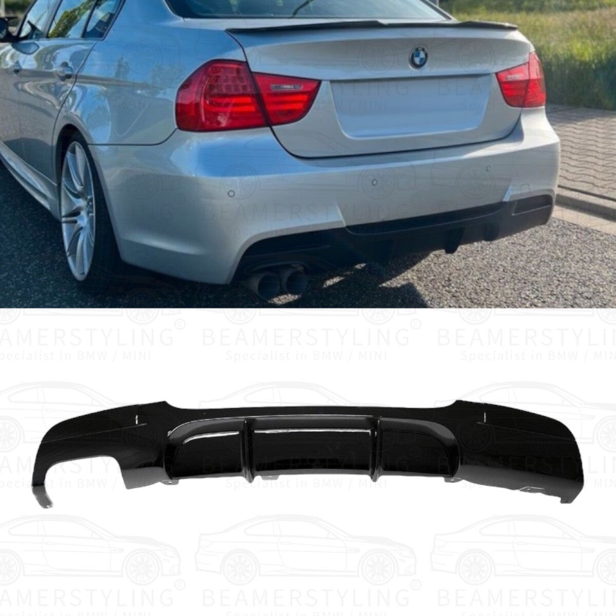 Diffuser - BMW E90 / E91 - Performance look - Hoogglans zwart | 05-12