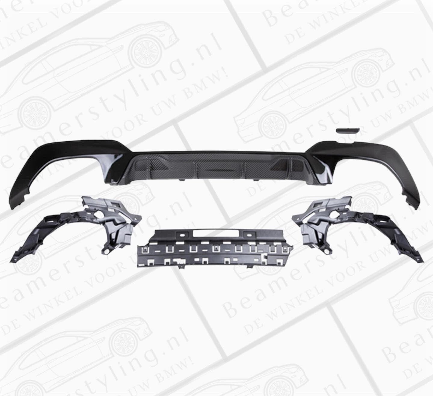 Diffuser - BMW G20 / G21 - M340i - M Performance look - Hoogglans zwart / carbon | 2019-2022