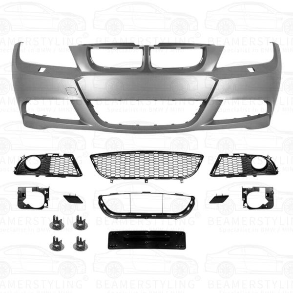 Voorbumper - BMW E90 / E91 - LCI M pakket look - Met SRA | 2005-2008