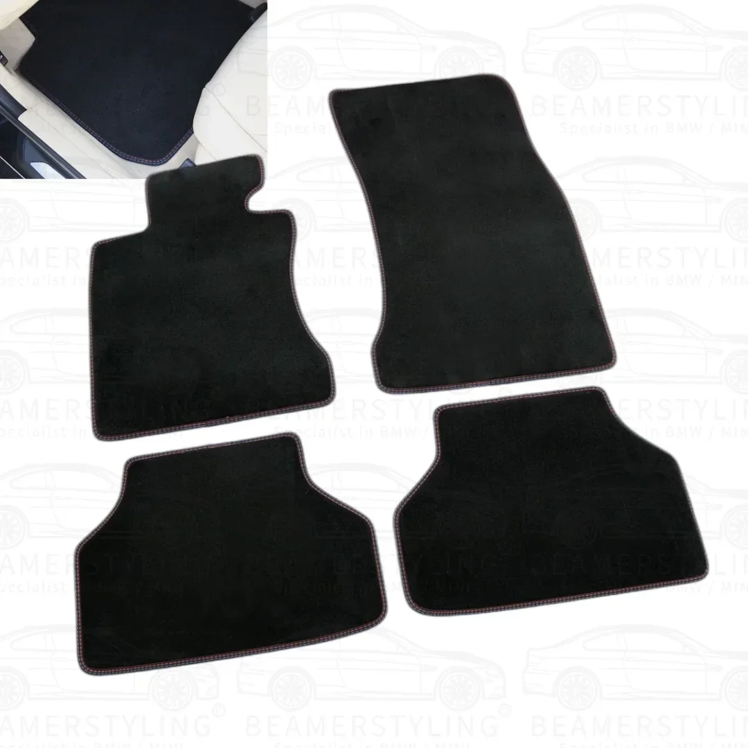 Premium Vloermatten - BMW 5 Serie E60 / E61 - Blauw/Rode stiksels - Velours | 2003-2010