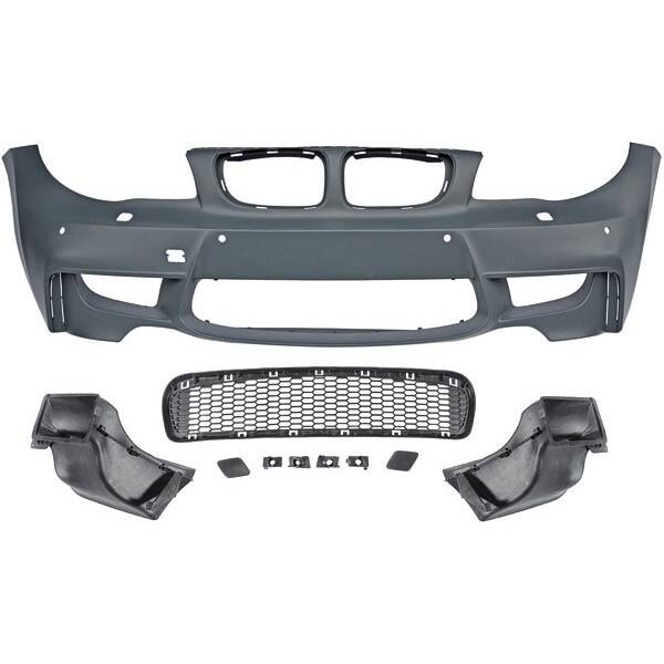 BMW 1 SERIE VOORBUMPER 1M EVO LOOK PDC LUCHTGELEIDERS E81 / E87 / E82 / E88 2004-2011