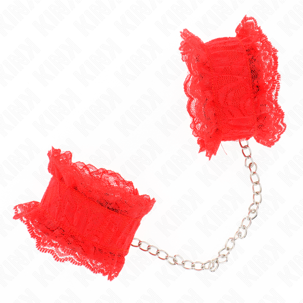 ATTENTES-POIGNETS ÉLASTIQUES EN DENTELLE ROUGE