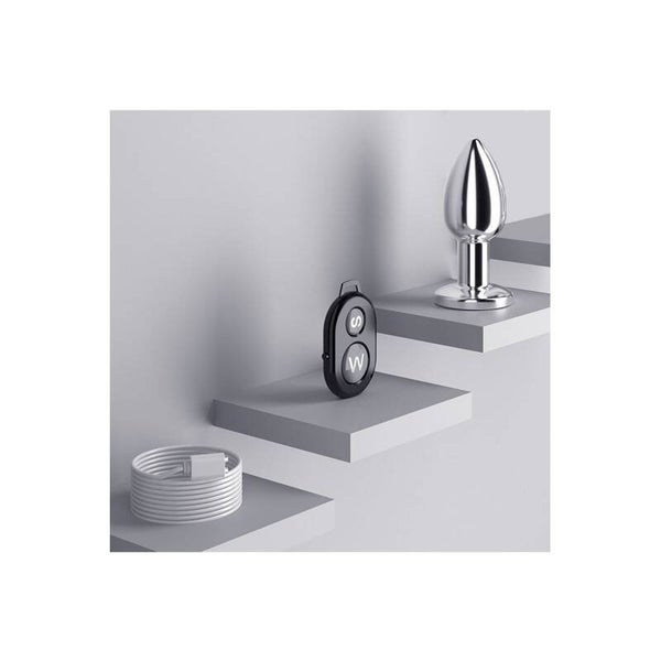 Plug vibrant acier inoxydable anal taille M avec télécommande, USB