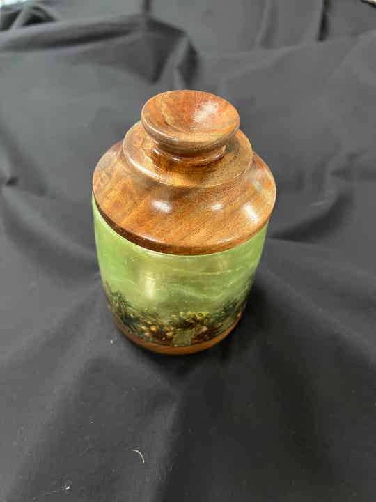 Green Mini Cone - Epoxy and Walnut with Pine Cones