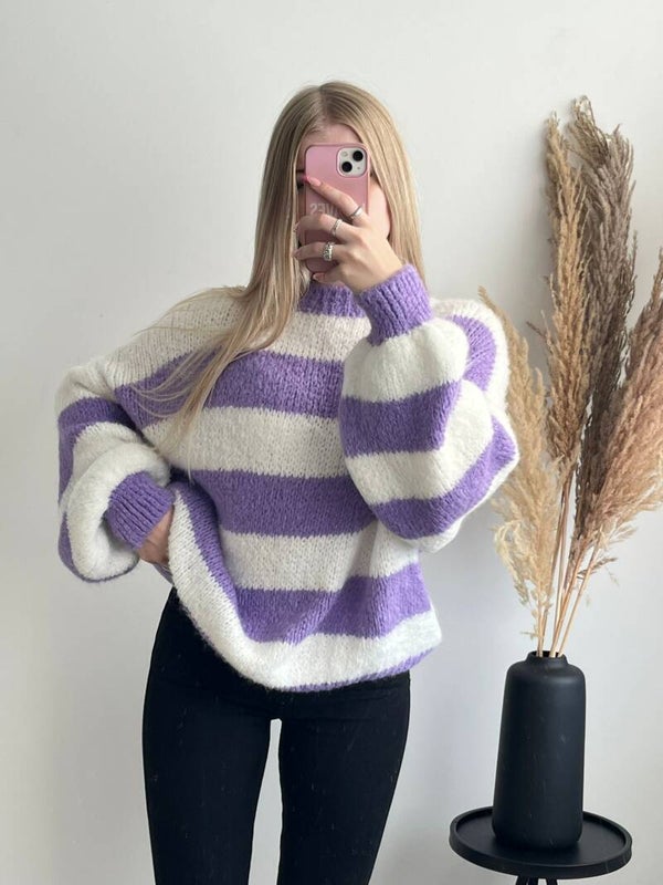 Get Comfy Knit Stripes - Purple